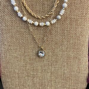 Pink Panache Gold and Cream Layered Necklace Set